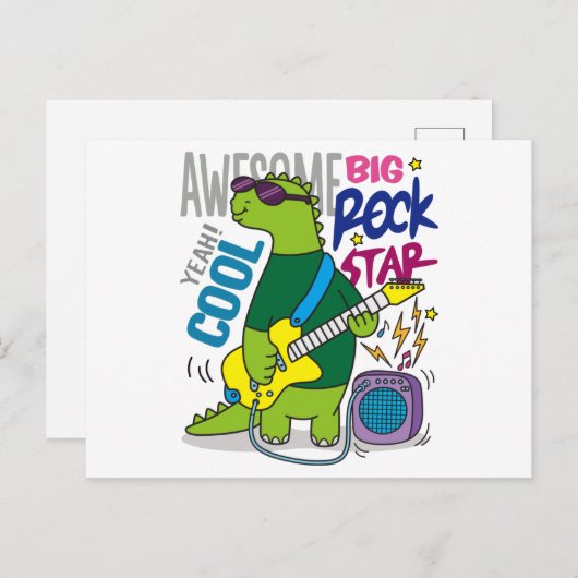 dino rock ster briefkaart (Voorkant / Achterkant)