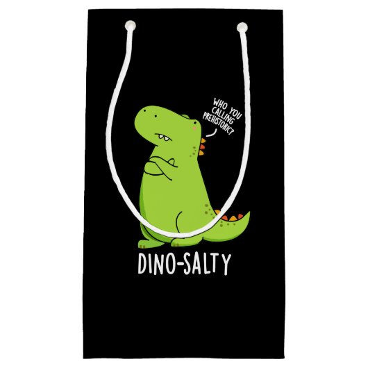 Dino-salty Funny Dinosaur Pun Dark BG Klein Cadeauzakje (Voorkant)