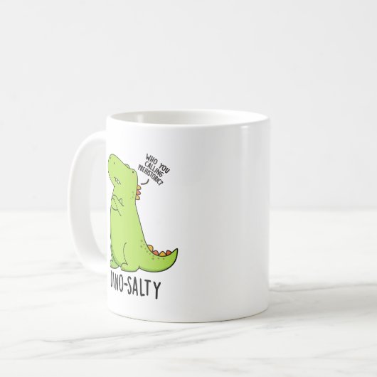 Dino-salty Funny Dinosaur Pun Koffiemok (Voorkant links)
