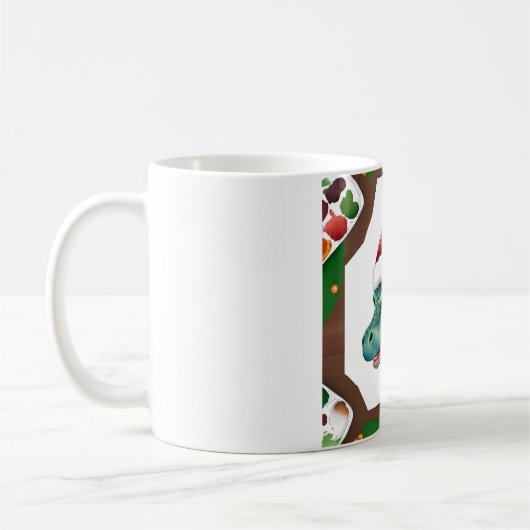 Dino Santa Hoed Kunst Koffiemok (Links)