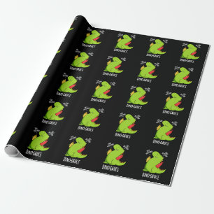 Dino-Sauce Grappige Dinosaurus Pun Donker BG Cadeaupapier