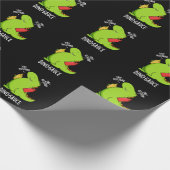 Dino-Sauce Grappige Dinosaurus Pun Donker BG Cadeaupapier (Hoek)
