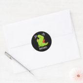 Dino-Sauce Grappige Dinosaurus Pun Donker BG Ronde Sticker (Envelop)