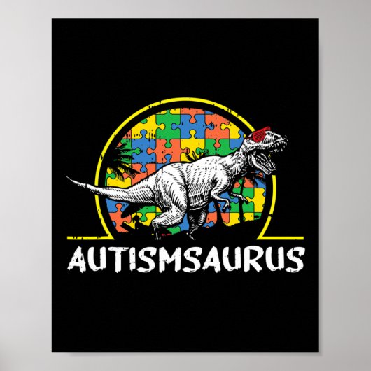 Dino-Saur Autisme Bewustzijn Geschenken voor Kinde Poster (Voorkant)