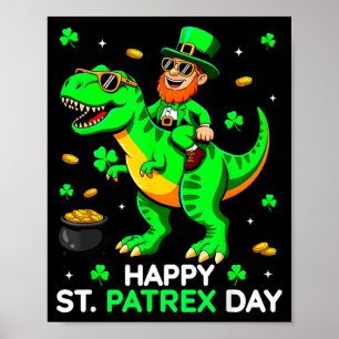 Dino-saurus St. Patrick's Day kabouter St. Patty's Poster