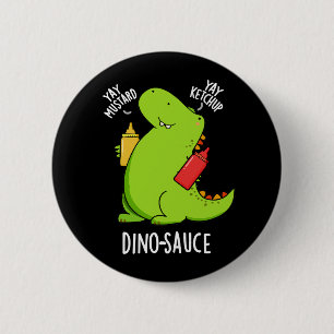 Dino-saus Mopshond Dinosaurus Woordspeling Donkere Ronde Button 5,7 Cm
