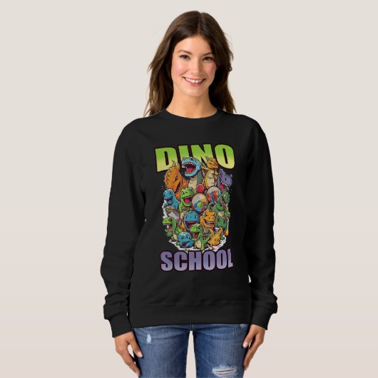 dino school cute graphic trui (Voorkant volledig)