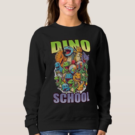 dino school cute graphic trui (Voorkant)