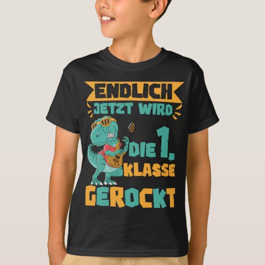 Dino Schulanfang Dinosaurier Junge Schulkind Schul T-shirt (Voorkant)
