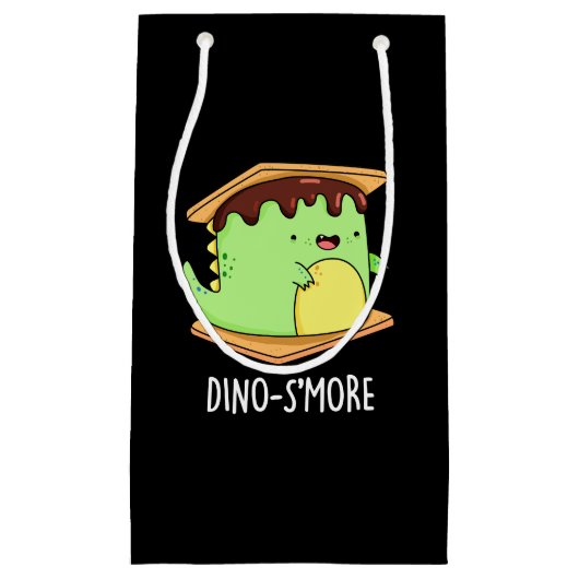 Dino-smore Funny Dinosaur Smore Pun Dark BG Klein Cadeauzakje (Voorkant)