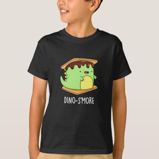 Dino-smore Funny Dinosaur Smore Pun Dark BG T-shirt (Voorkant)