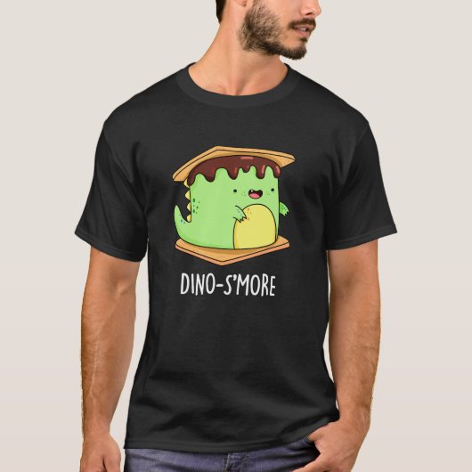 Dino-smore Funny Dinosaur Smore Pun Dark BG T-shirt (Voorkant)