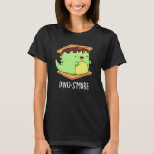 Dino-smore Funny Dinosaur Smore Pun Dark BG T-shirt (Voorkant)