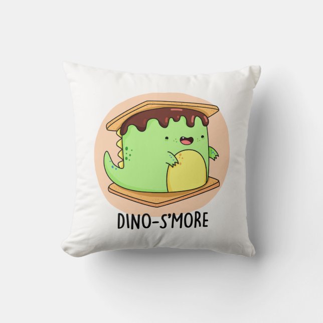 Dino-smore Funny Dinosaur Smore Pun Kussen (Voorkant)