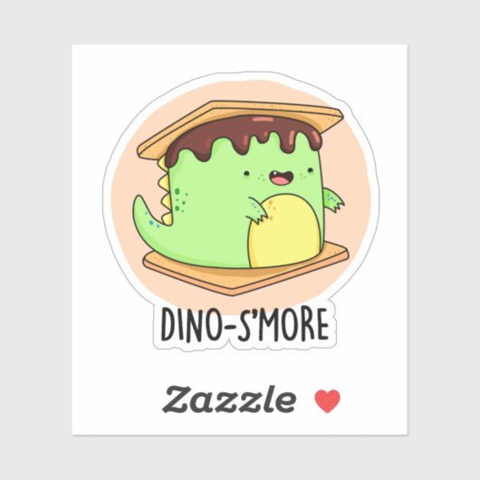 Dino-smore Funny Dinosaur Smore Pun Sticker (Vel)