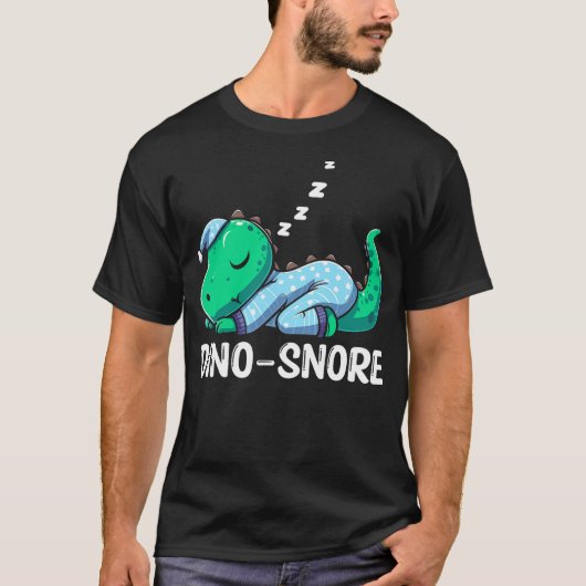Dino Snore Cartoon Dinosaur Sleepwear T-Rex Nappin T-shirt (Voorkant)