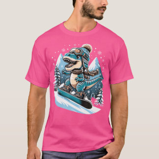 Dino Snowboarding Fun Cool Snowboard voor mannen V T-shirt