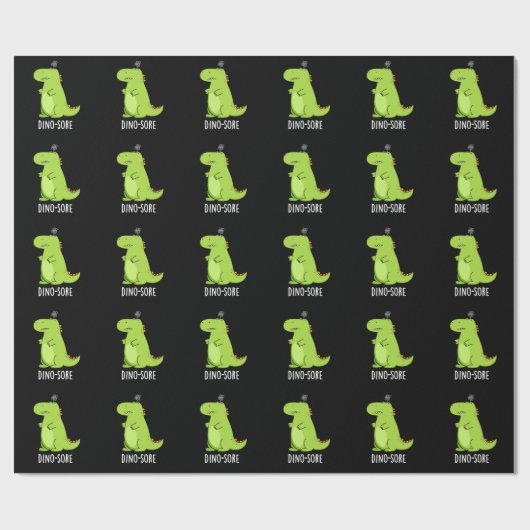Dino-sore Funny Irritated Dinosaur Pun Dark BG Cadeaupapier (Vlak)