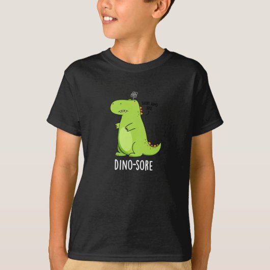 Dino-sore Funny Irritated Dinosaur Pun Dark BG T-shirt (Voorkant)