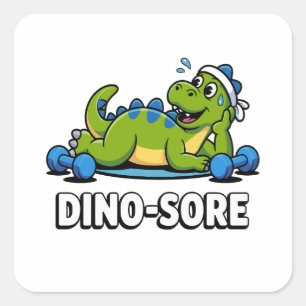 Dino Sore Gym Gewichten Lichten Fitness Workout Vierkante Sticker