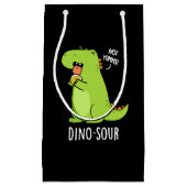 Dino-sour Grappige Dinosaurus Pun Donker BG Klein Cadeauzakje (Voorkant)