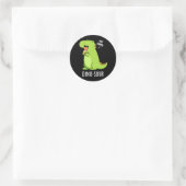 Dino-sour Grappige Dinosaurus Pun Donker BG Ronde Sticker (Tas)