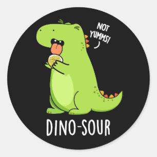 Dino-sour Grappige Dinosaurus Pun Donker BG Ronde Sticker