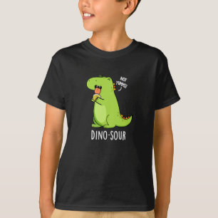 Dino-sour Grappige Dinosaurus Pun Donker BG T-shirt