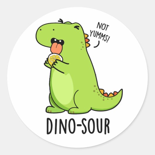 Dino-sour Grappige Dinosaurus Pun Ronde Sticker (Voorkant)