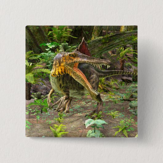 Dino Spinosaurus Vierkante Button 5,1 Cm (Voorkant)