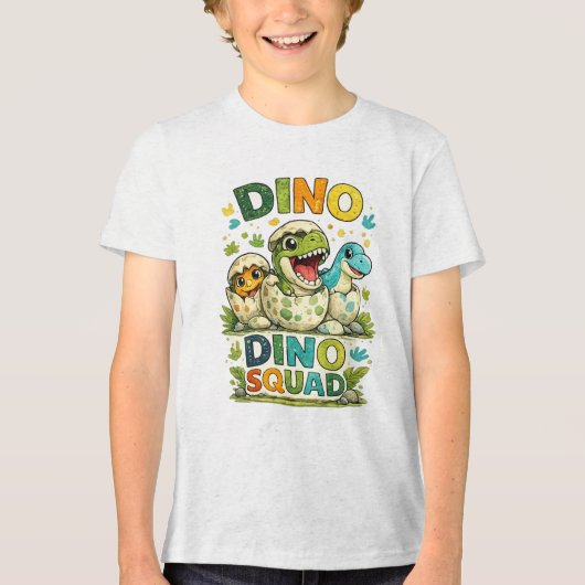 Dino Squad Jongen Tri-Blend Shirt (Voorkant)