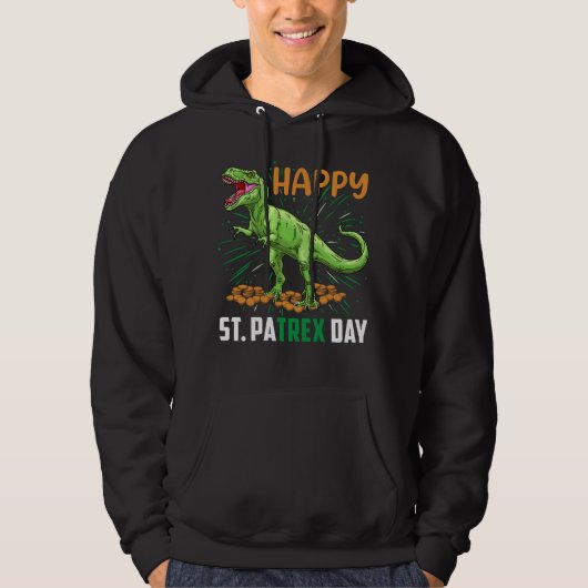 Dino St Patricks Day Funny Kinder Toddler Boys Gir Hoodie (Voorkant)