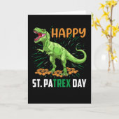 Dino St Patricks Day Funny Kinderen Toddler Boys G Kaart (Gele Bloem)