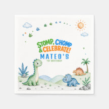 Dino Stamp Chompende Waterverf 1e Verjaardag Papie