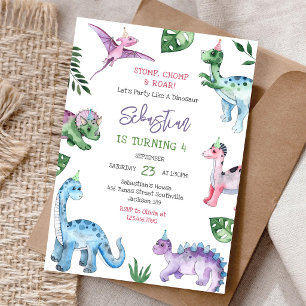 Dino Stamp Kauw Brul Verjaardagsfeestje Kaart