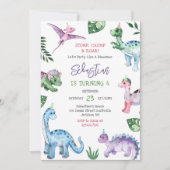 Dino Stamp Kauw Brul Verjaardagsfeestje Kaart (Voorkant)