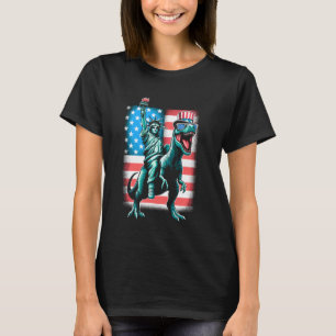 Dino standbeeld van vrijheid 4 juli jongens Amerik T-shirt