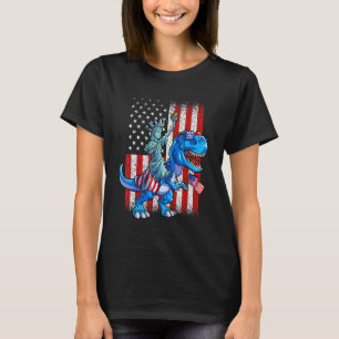 Dino standbeeld van vrijheid 4 juli jongens Amerik T-shirt