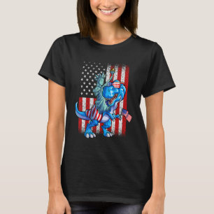 Dino standbeeld van vrijheid 4 juli Shirt jongens