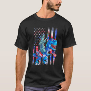 Dino standbeeld van vrijheid 4 juli Shirt jongens
