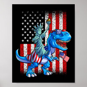 Dino Statue Of Liberty 4 juli T-shirt Jongens Amer Poster