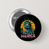 Dino Statue Of Liberty 4 juli Trex Jongens Ameri Ronde Button 5,7 Cm (Voorkant /achterkant)