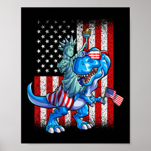 Dino Statue Of Liberty 4th Of July Shirt Jongens A Poster