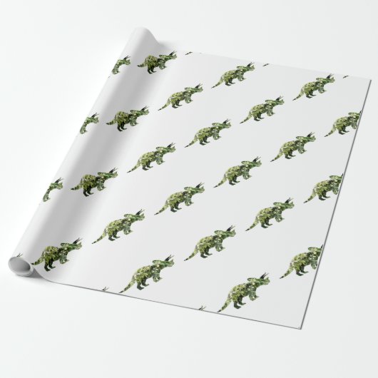 Dino stemming, dinosaurus kunst cadeau wrap cadeaupapier (Uitgerold)