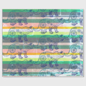 Dino stemming, dinosaurus kunst cadeau wrap cadeaupapier (Vlak)