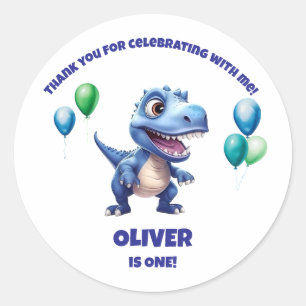 Dino sticker bedankt voor je 1e verjaardag jongen