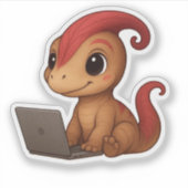 Dino Sticker – Dino Kammli am Laptop (Voorkant)