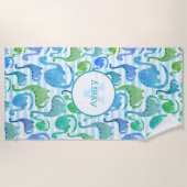 Dino Streep Waterverf Dinosauriërs Gepersonaliseer Strandlaken (Voorkant)