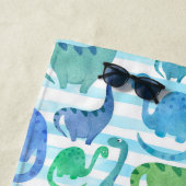 Dino Streep Waterverf Dinosauriërs Gepersonaliseer Strandlaken (In situ)