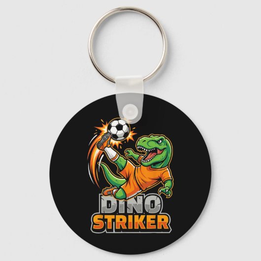 Dino Striker T-rex Voetbal Schop Grappige Dinosaur Sleutelhanger (Voorkant)